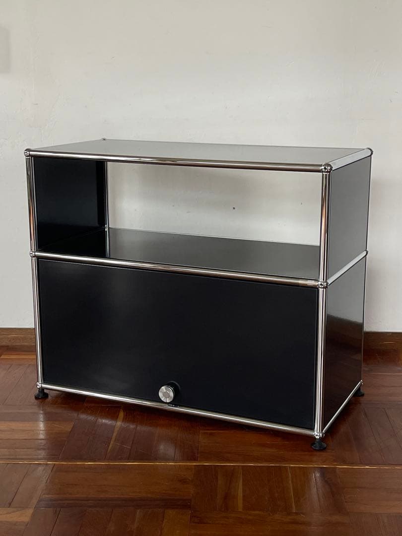 USM ハラー 1列 2段 フリップアップ ドア キャビネット ブラック