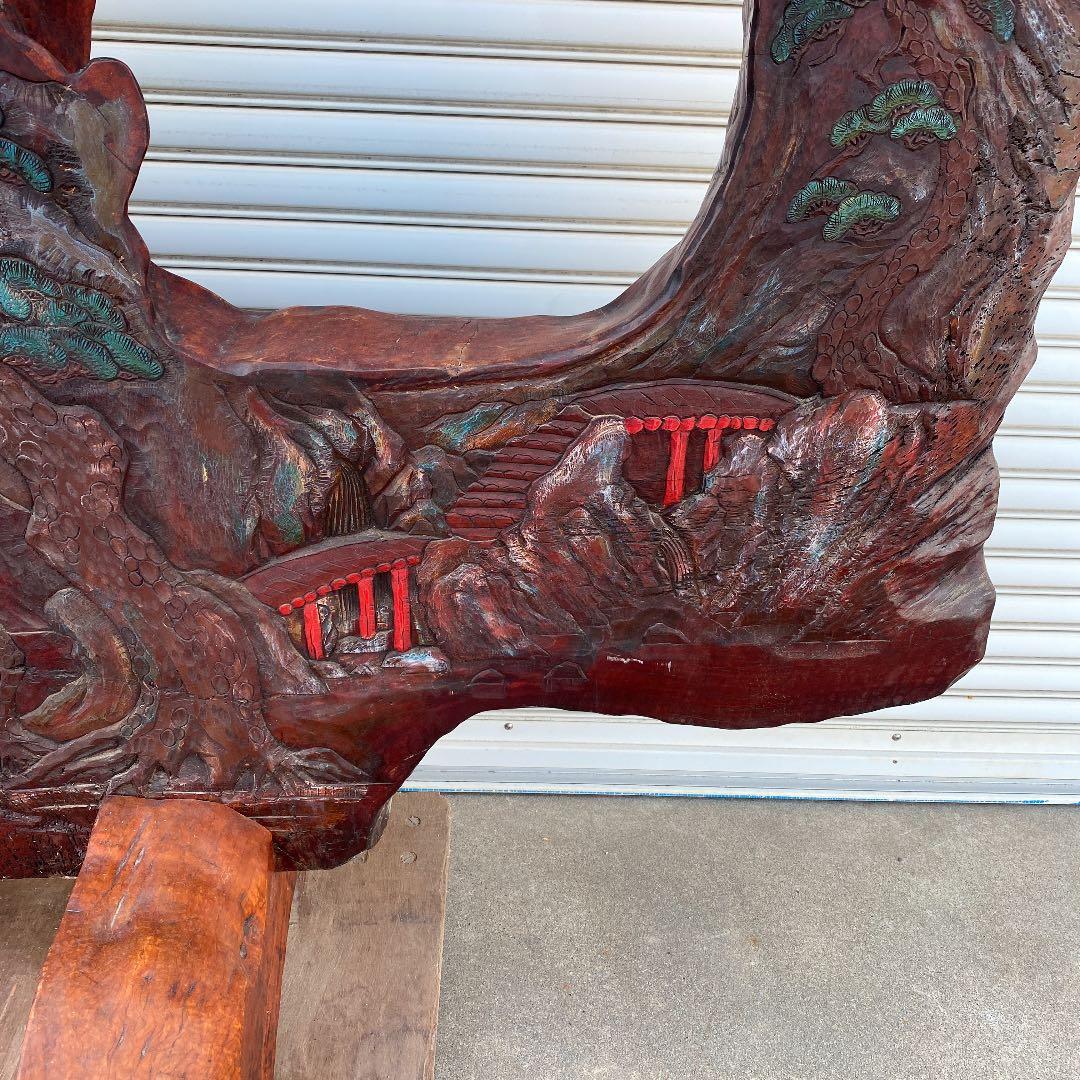 引き取り限定！！　珍品❗️衝立　木彫り彫刻　竜宮城風　オブジェ　置物