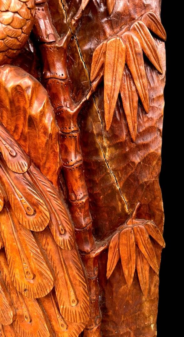 一刀彫⭐️アンティーク⭐️骨董⭐️衝立⭐️天然木⭐️孔雀⭐️重量物‼️‼️