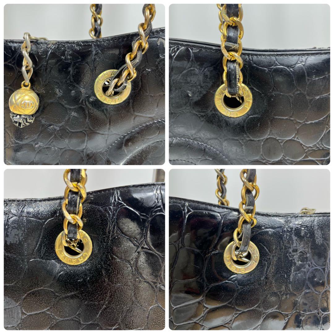 ✨ジャンク特価✨CHANEL チェーンバック　エナメル　クロコ型押し　ココマーク