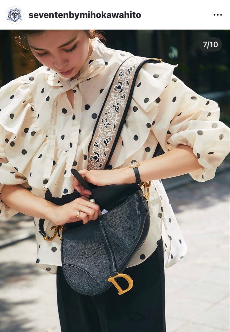 新品⭐︎セブンテン　人気完売品⭐︎アイボリードット柄フリルブラウス