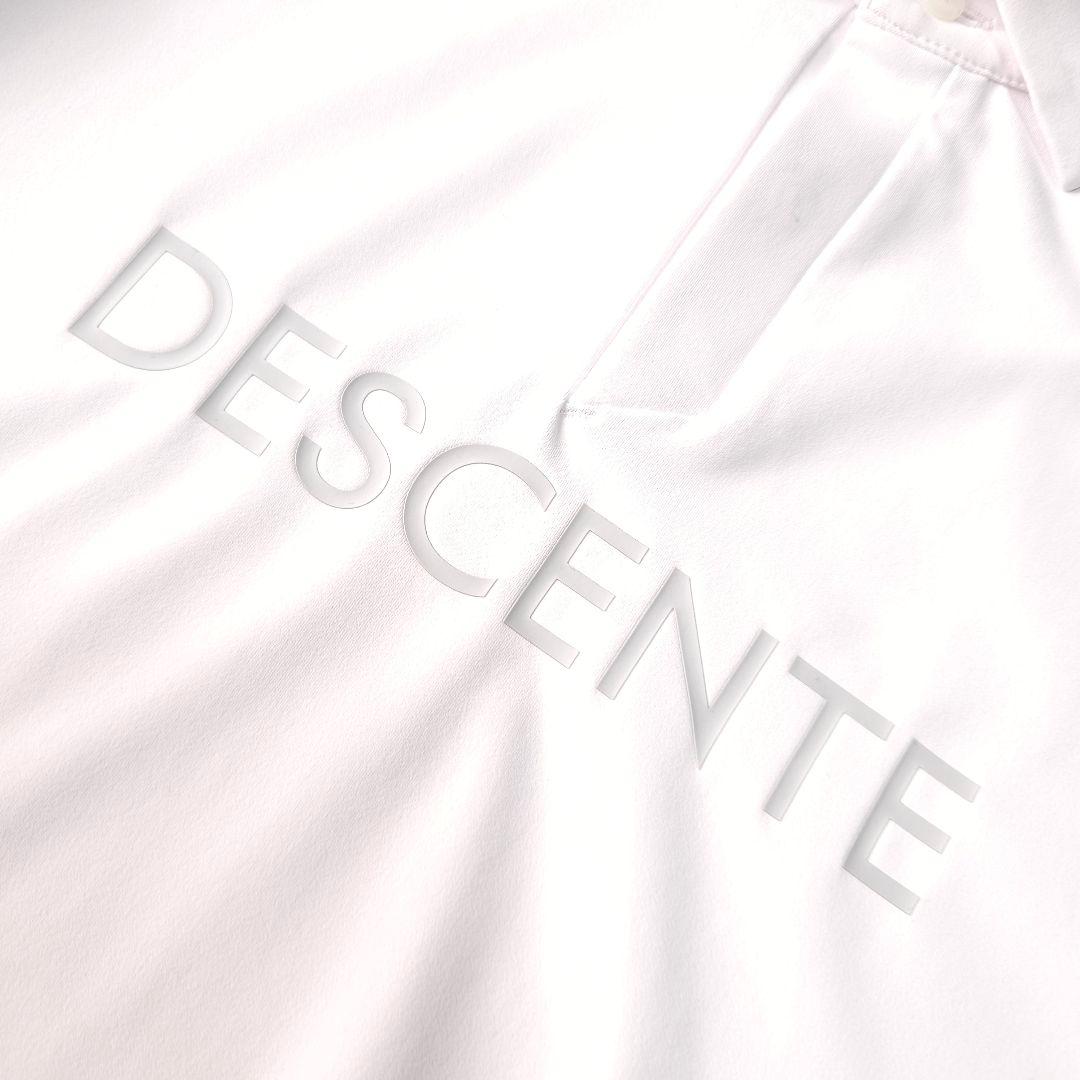 近年モデル【デサントゴルフ】ロゴネーム 長袖ゴルフポロシャツ O LL 白