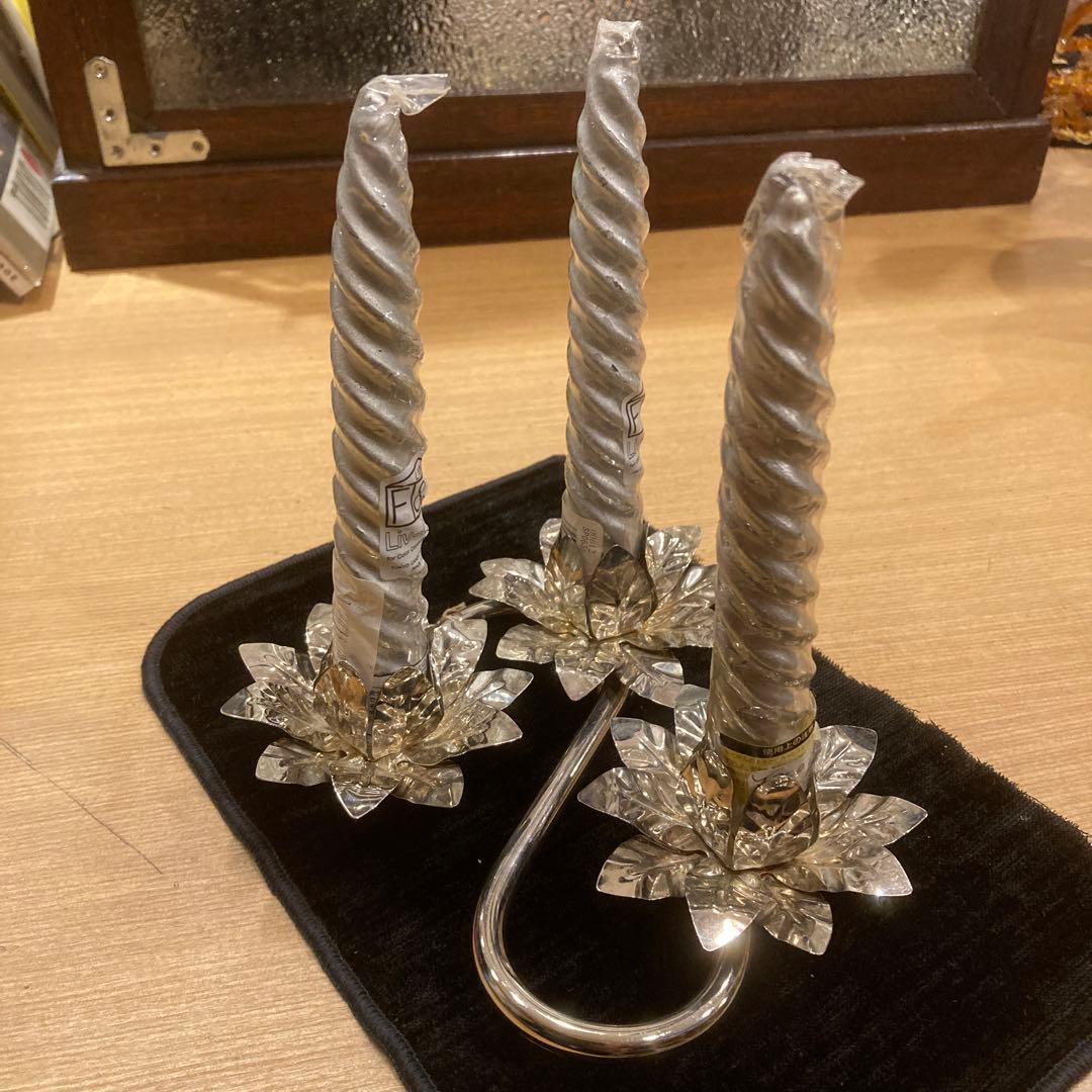 アンティーク　シルバープレート　キャンドルスタンド