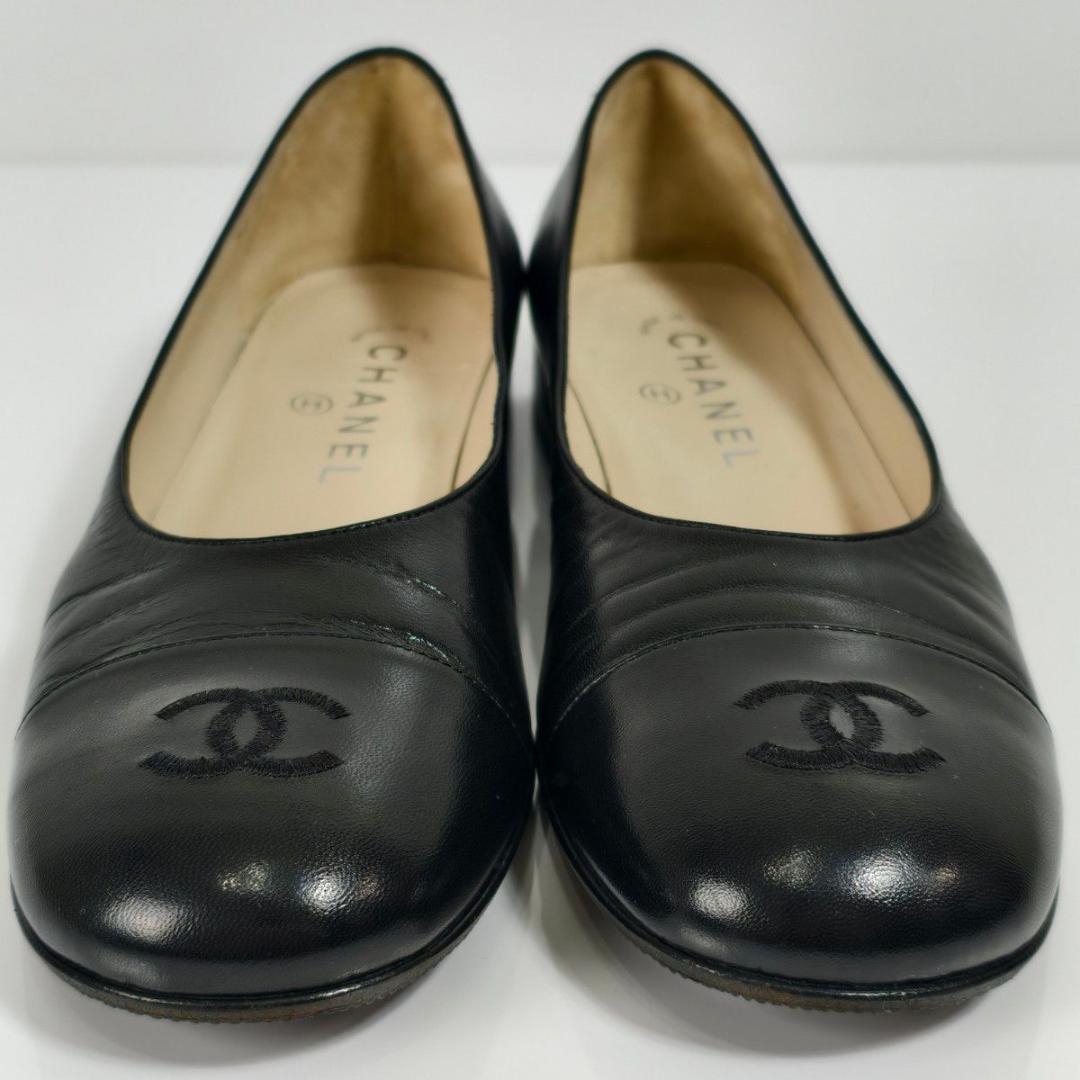 【美品】CHANEL シャネル パンプス レザー ココマーク ブラック 23cm