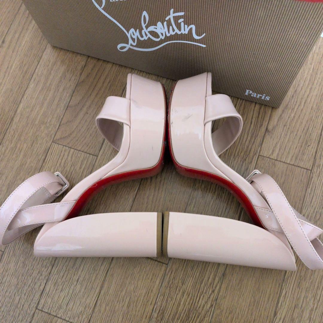 Christian Louboutin エナメル レザー サンダル 太ヒール