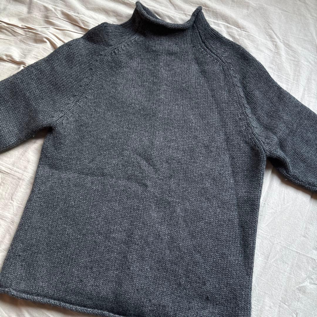 【90s】J.CREW ロールネック ニット グレー ウール ラグラン