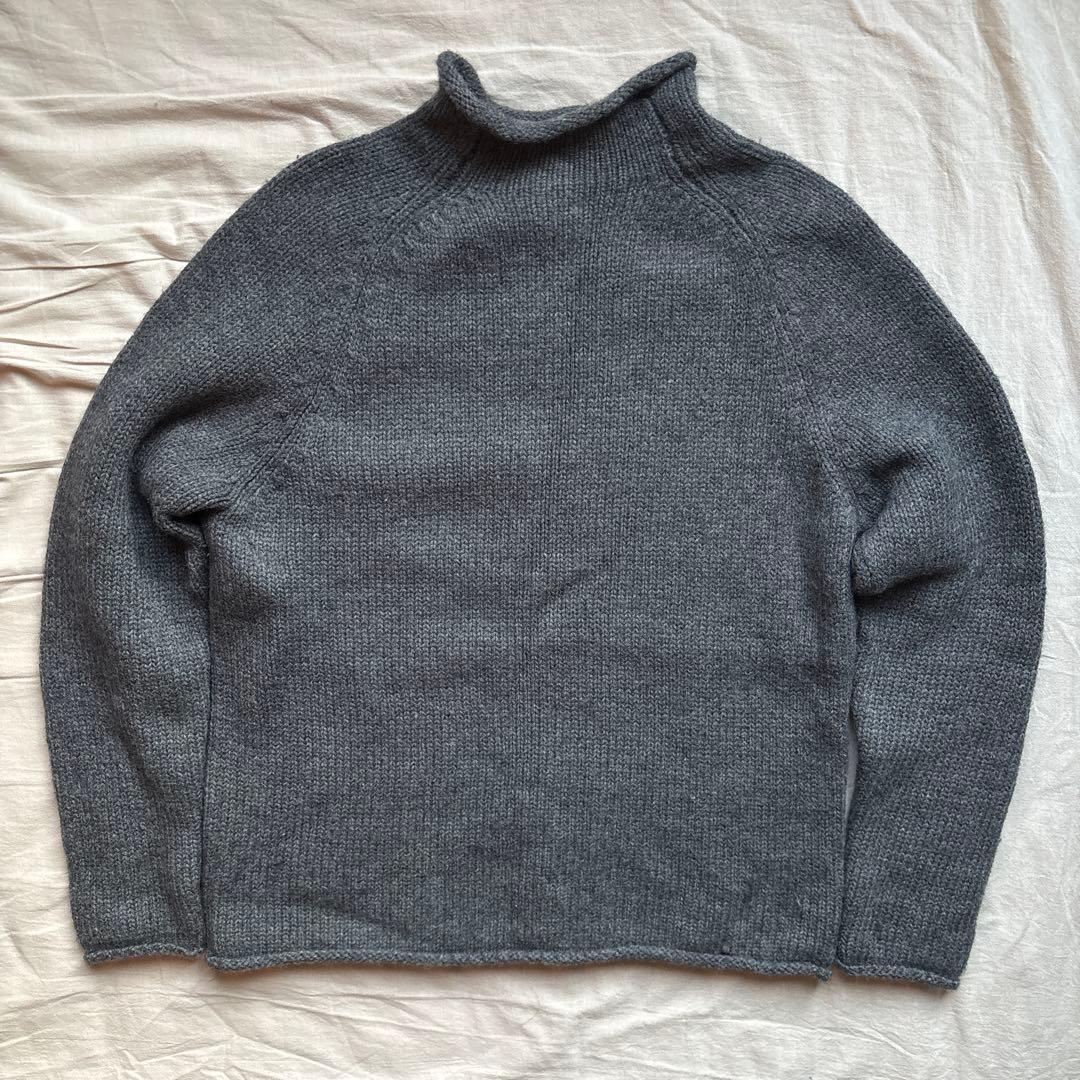 【90s】J.CREW ロールネック ニット グレー ウール ラグラン