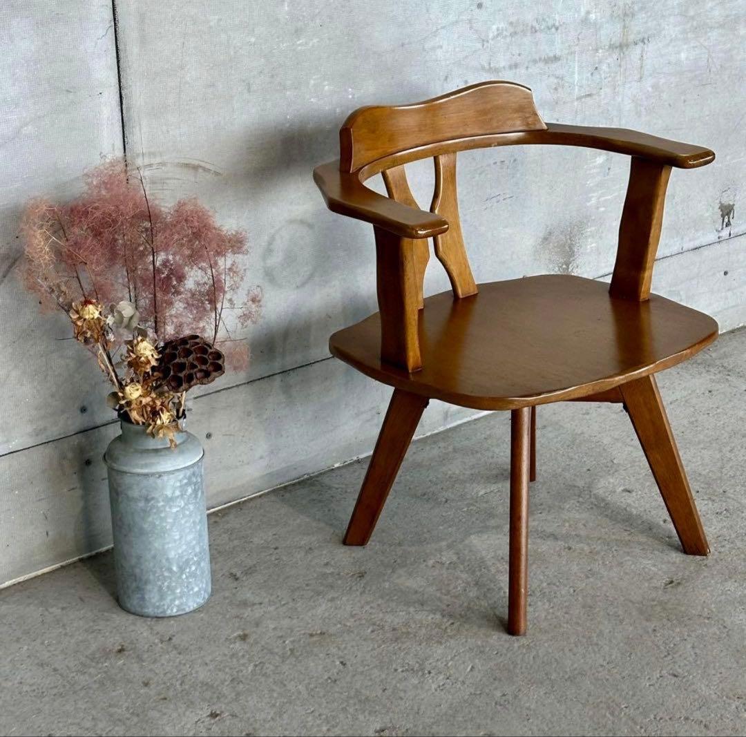 ✦最後の一脚✦マツダ家具 木製 回転式ダイニングチェア 昭和レトロ ヴィンテージ