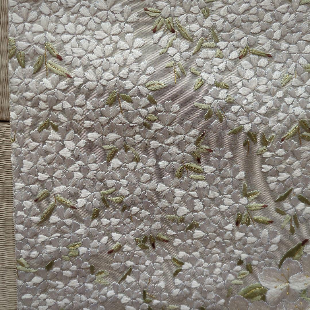 桜柄　袋帯　蘇州刺繍 パールトン加工済　箔 六通柄