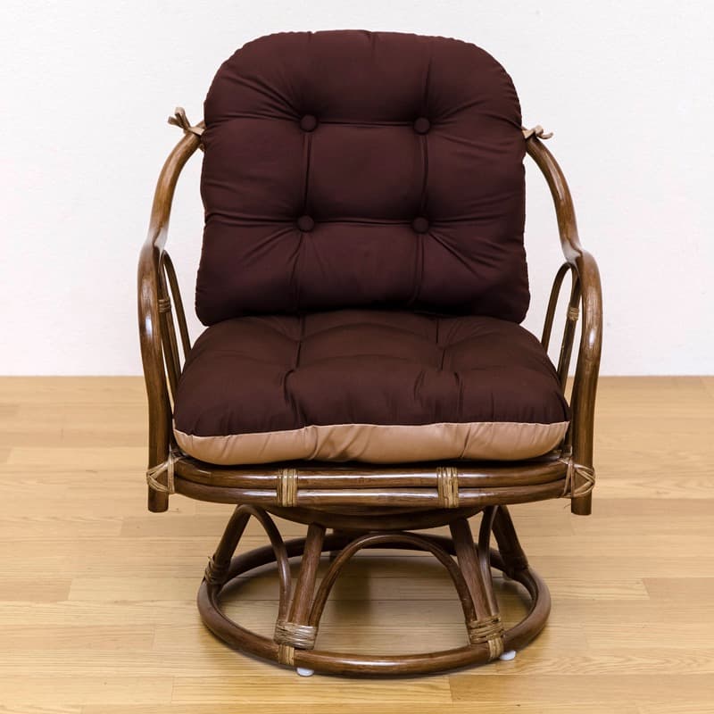 【送料無料】リバーシブル回転座椅子 クッション アームチェア イス ブラウン