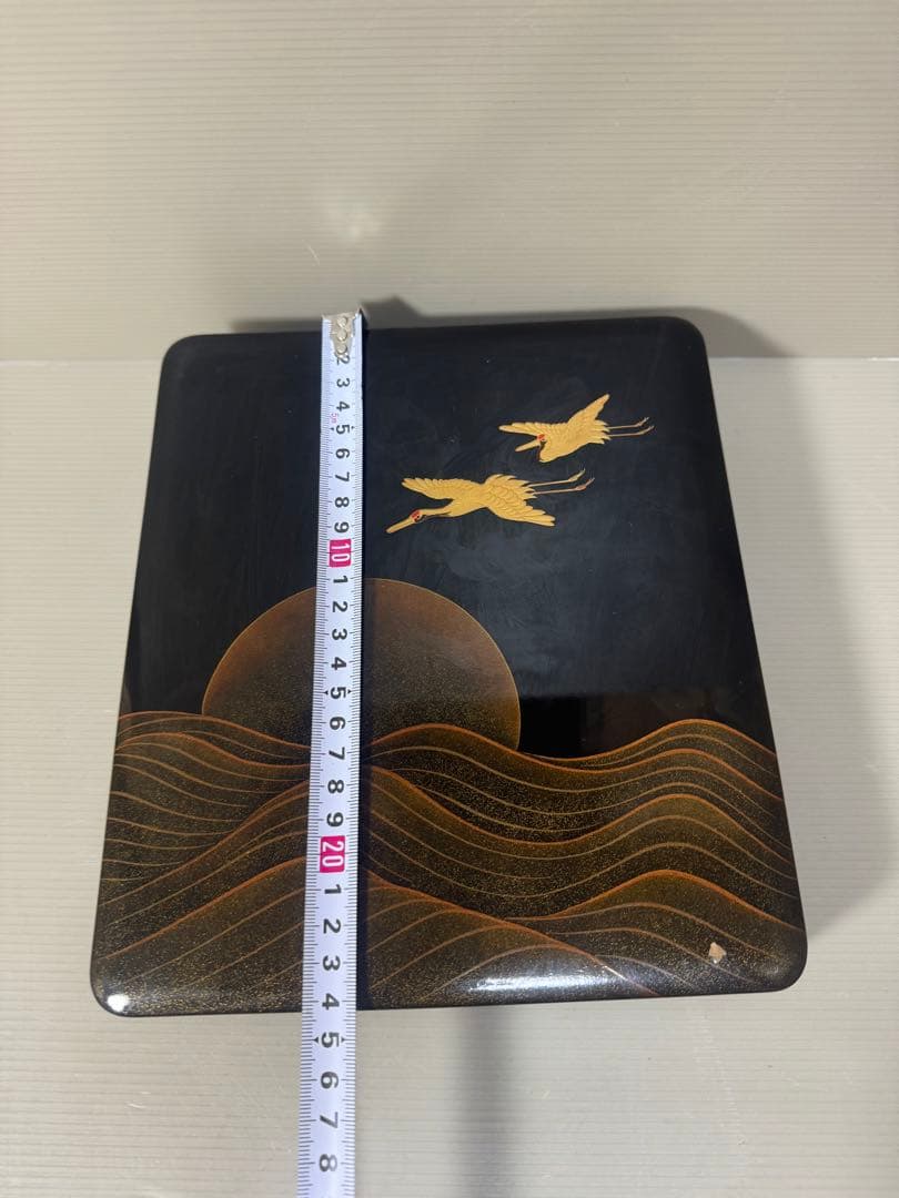 2197   漆器 高級 日本製　沈金日の出鶴　文箱 書類入れ 書類ケース