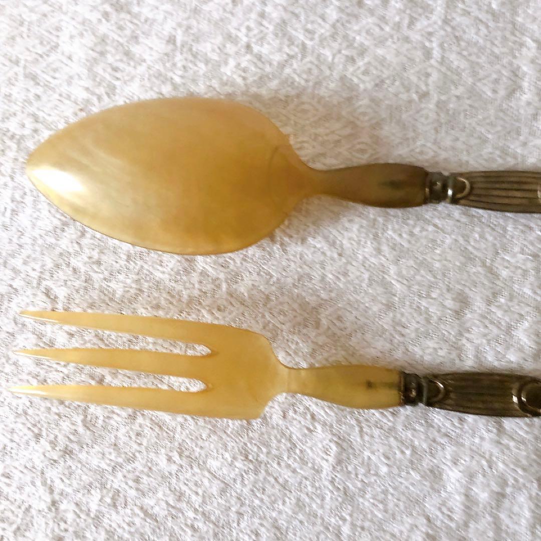 アンティークサービング フォーク&スプーンセット 箱付き アンティークカトラリー