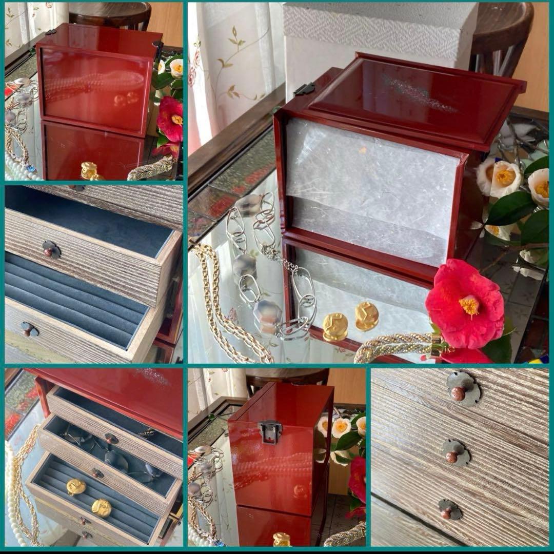 2245様感謝‼️JAPAN輪島螺鈿蒔絵「銀河-翠と紅」器局形宝石箱2点箱入