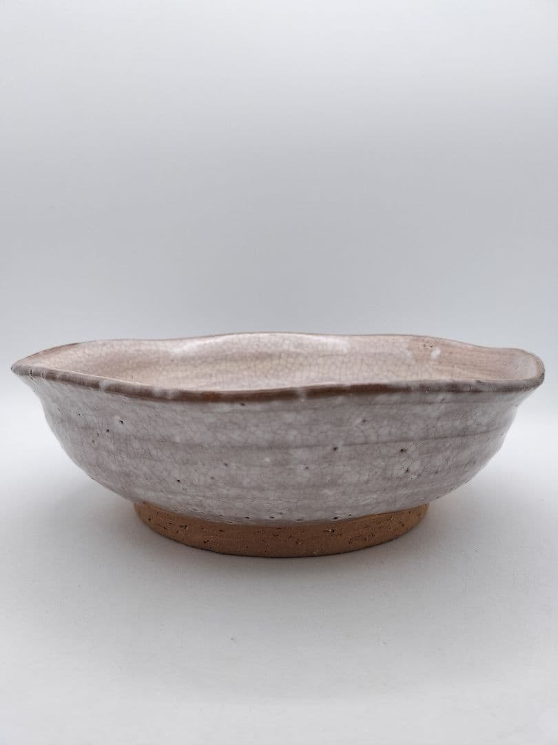 c669 菓子器 萩 六角刷毛目 岡田裕 木箱 茶道具 古物