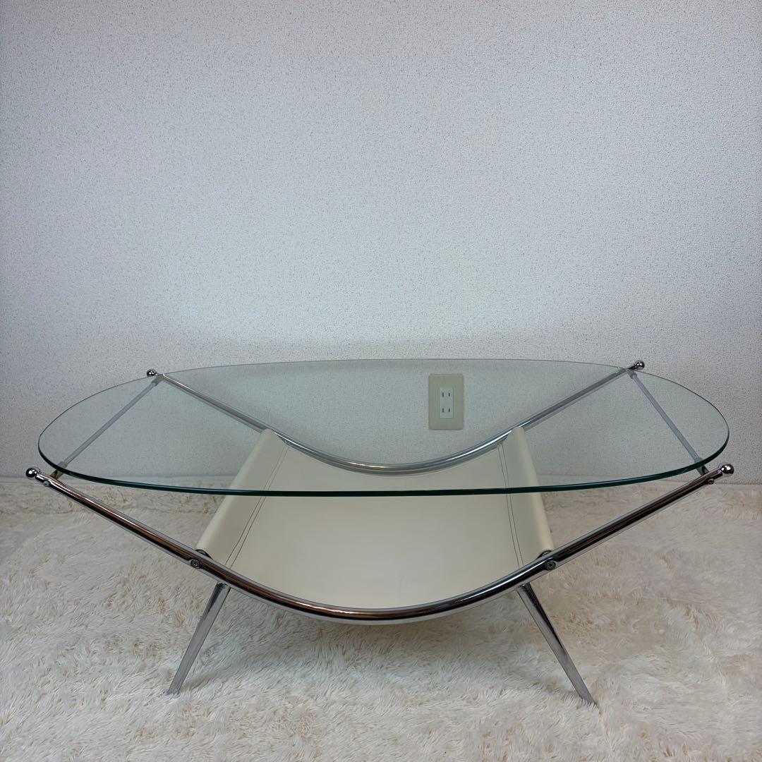 送料無料 ミッドセンチュリー スペースエイジ ガラステーブル 昭和レトロ