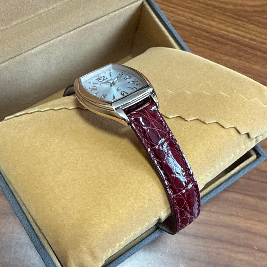 美品 シチズン Xc ES9394-56A クロコダイル 電波ソーラー ボルドー