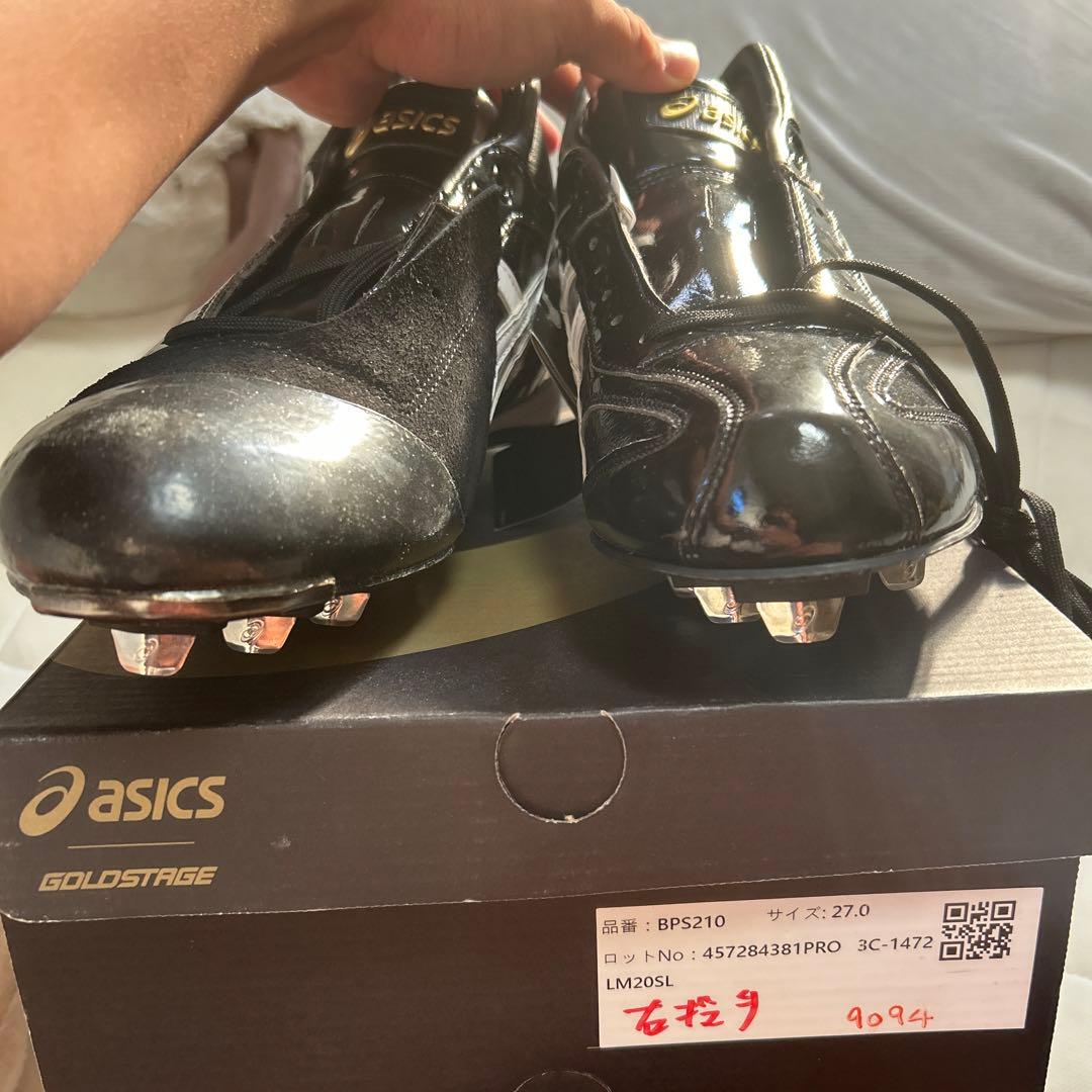asics ブラック/ホワイト スパイクシューズ　プロ野球支給品