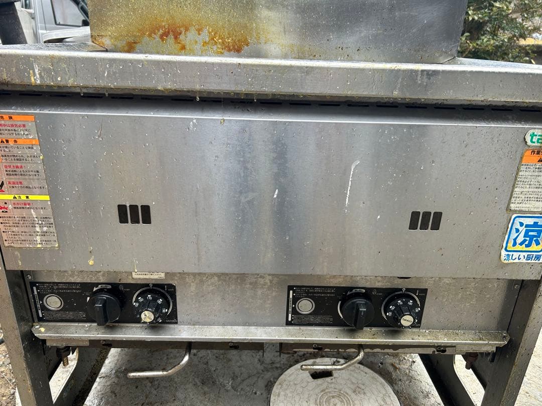 都市ガス 大型二槽式フライヤー ステンレス製　引き取り可能、大阪奈良三重配達可能