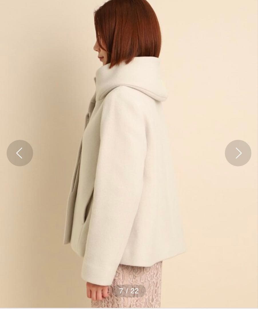 今季 クードシャンス ボリューム衿 ショートウール混コート 36