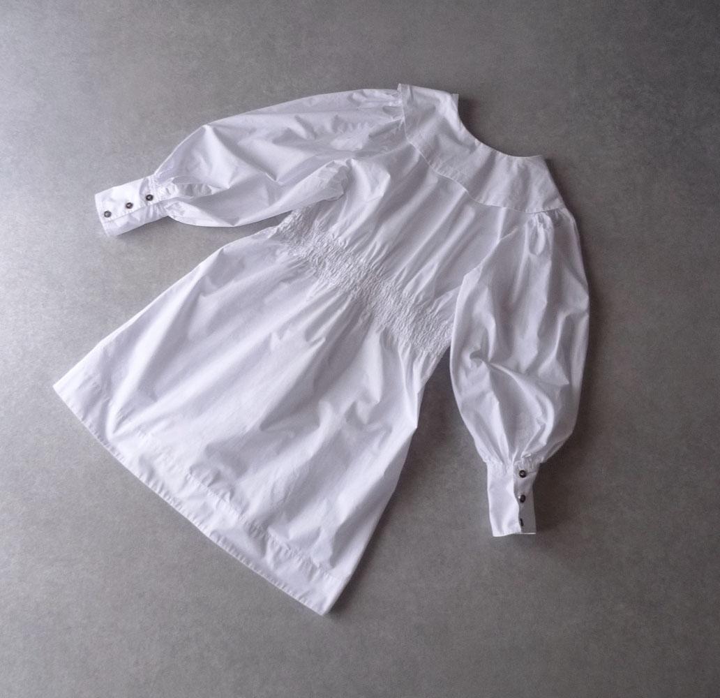 美品 GANNI インド製 ビッグカラーブラウス ミニワンピース ホワイト C