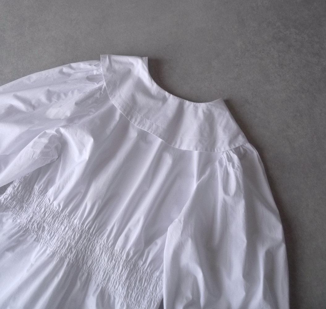 美品 GANNI インド製 ビッグカラーブラウス ミニワンピース ホワイト C