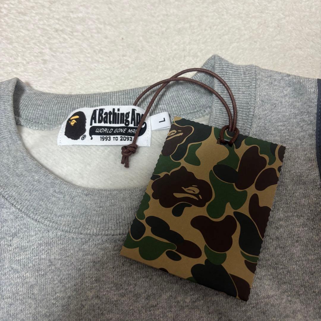 アベイシングエイプ パッチワーク スウェット L グレー　未使用品タグ付き