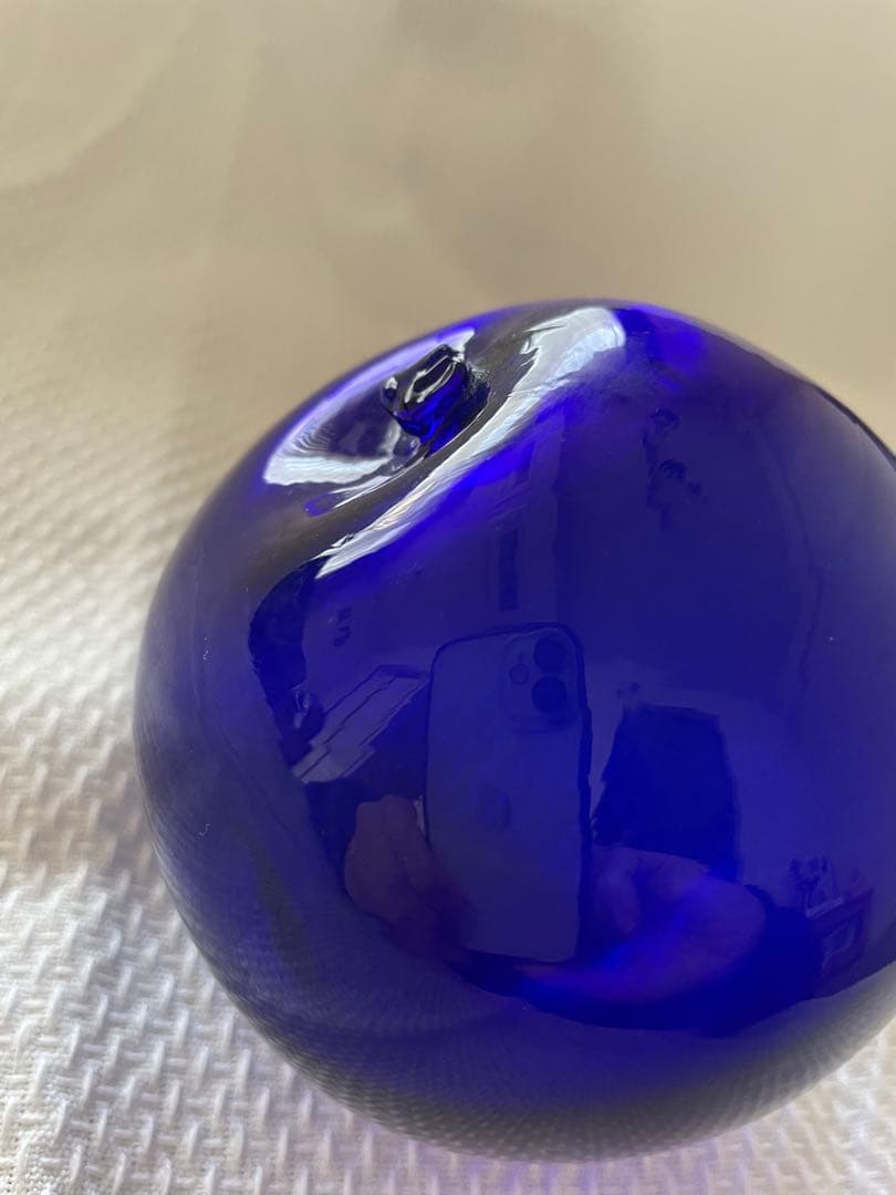【美品・レア】デンマーク購入 ガラス製浮き球 コバルトブルー オブジェ
