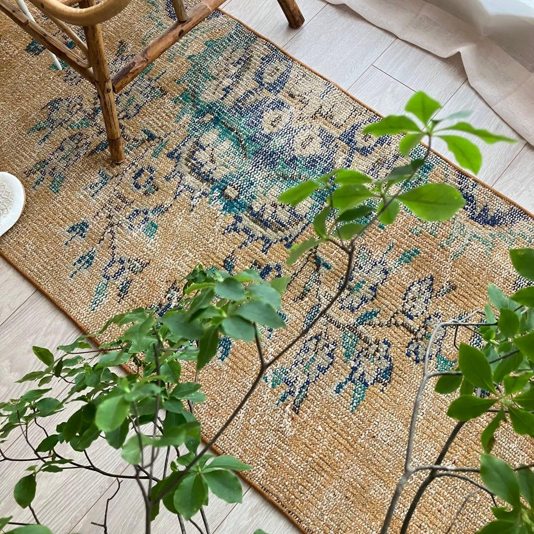 超ロング✳︎57×223 貴重カラー　イエロー　ランナー　トルコヴィンテージラグ