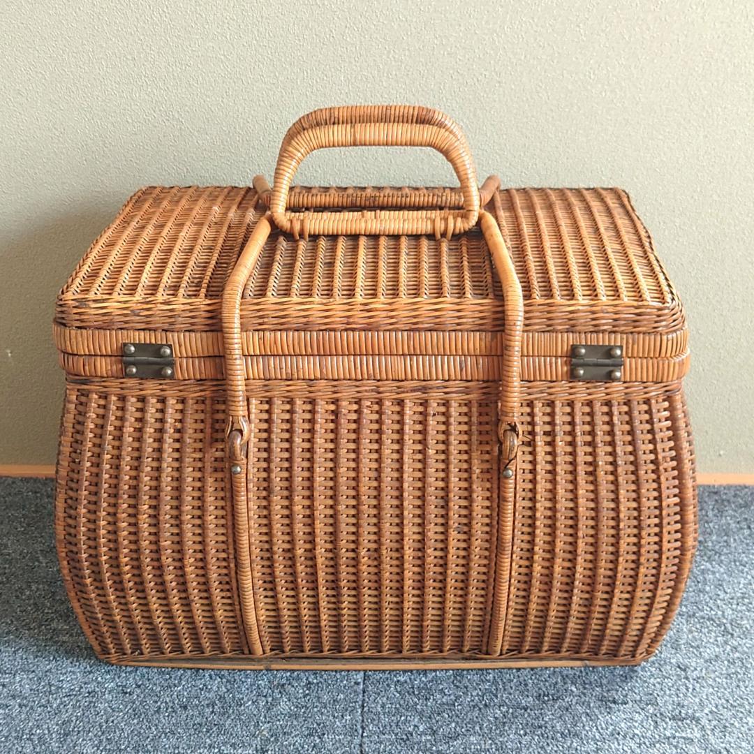 【当時物】 大正バスケット レトロ 籐籠 インテリア 鍵無し