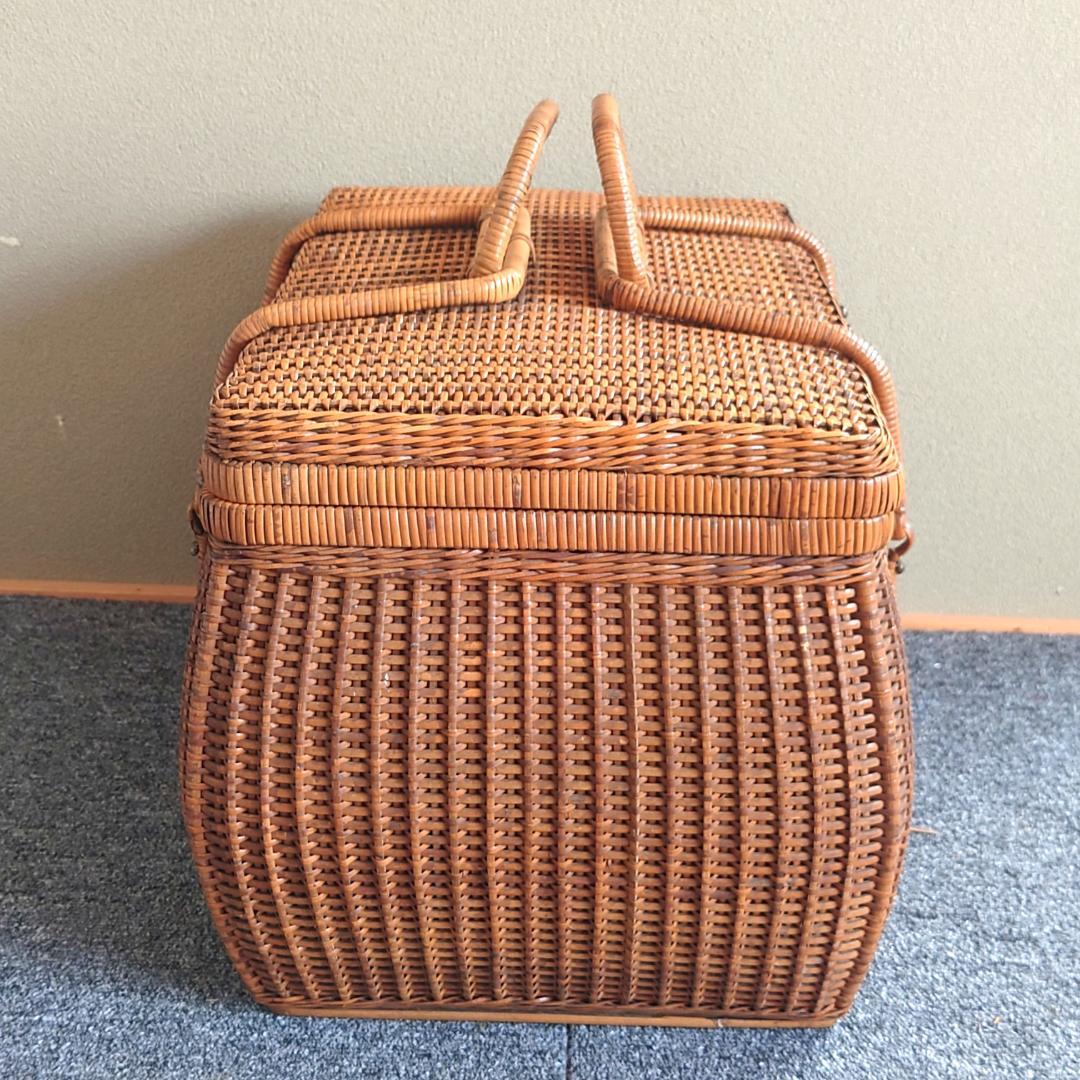 【当時物】 大正バスケット レトロ 籐籠 インテリア 鍵無し