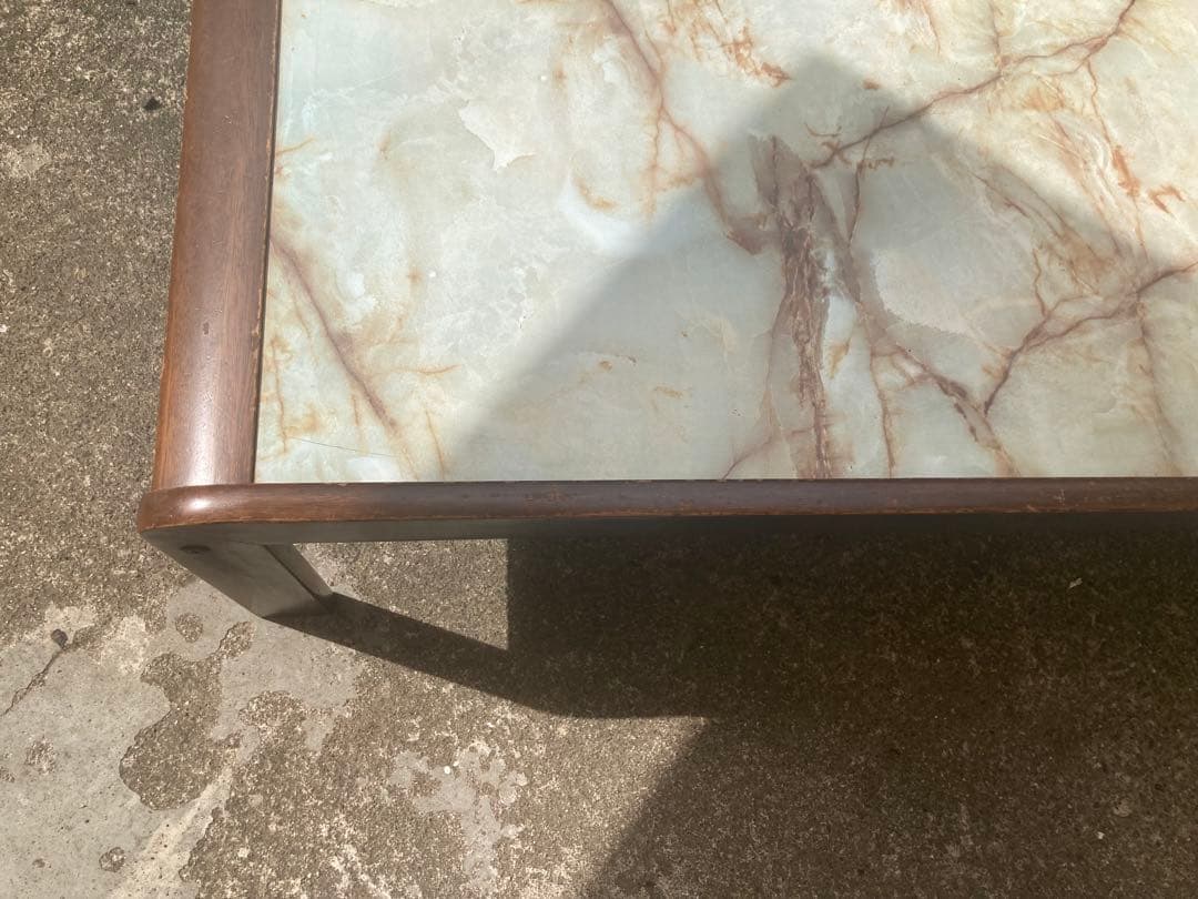 訳あり　大理石風　センターテーブル　レトロ　ミッドセンチュリー　大理石
