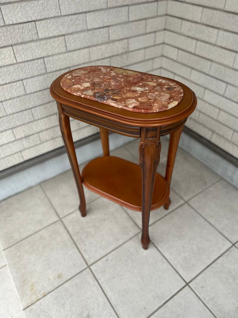 大理石 サイドテーブル コンソールテーブル 花台 猫足