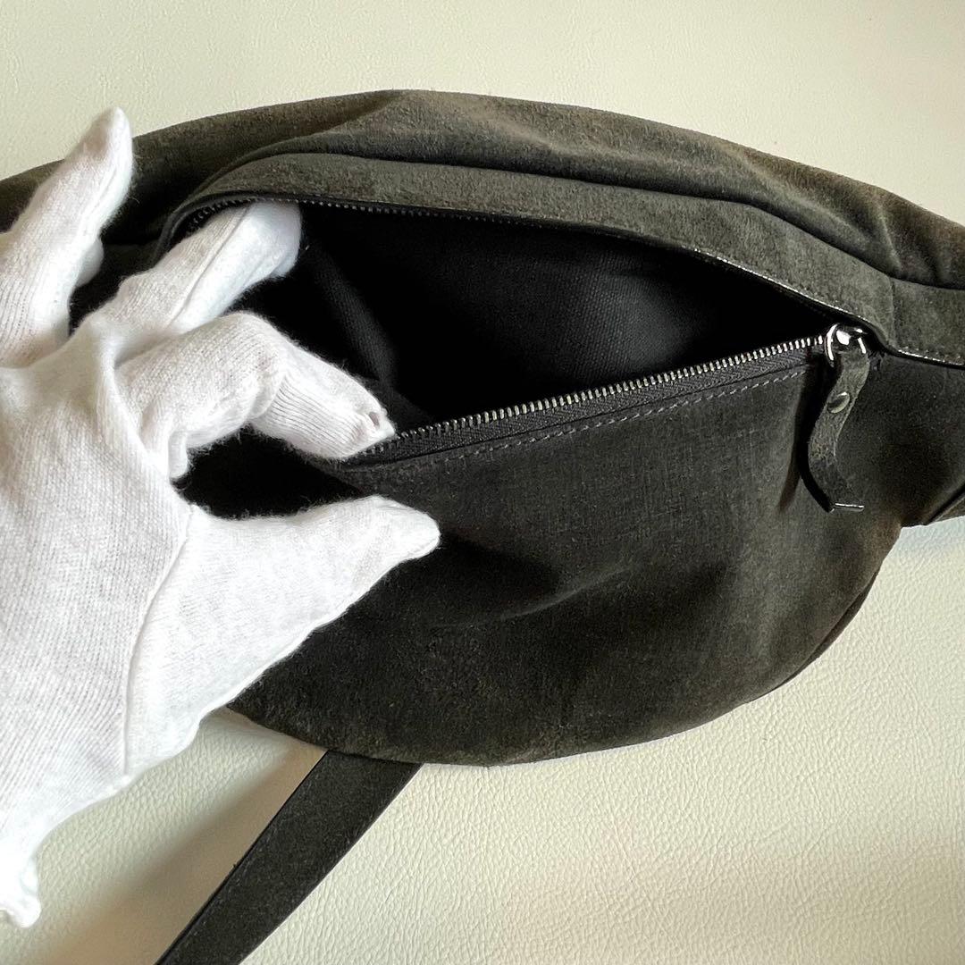 【ジミーチュウ】ウエストポーチ ボディバッグ スタッズ スエード ロゴ グレー
