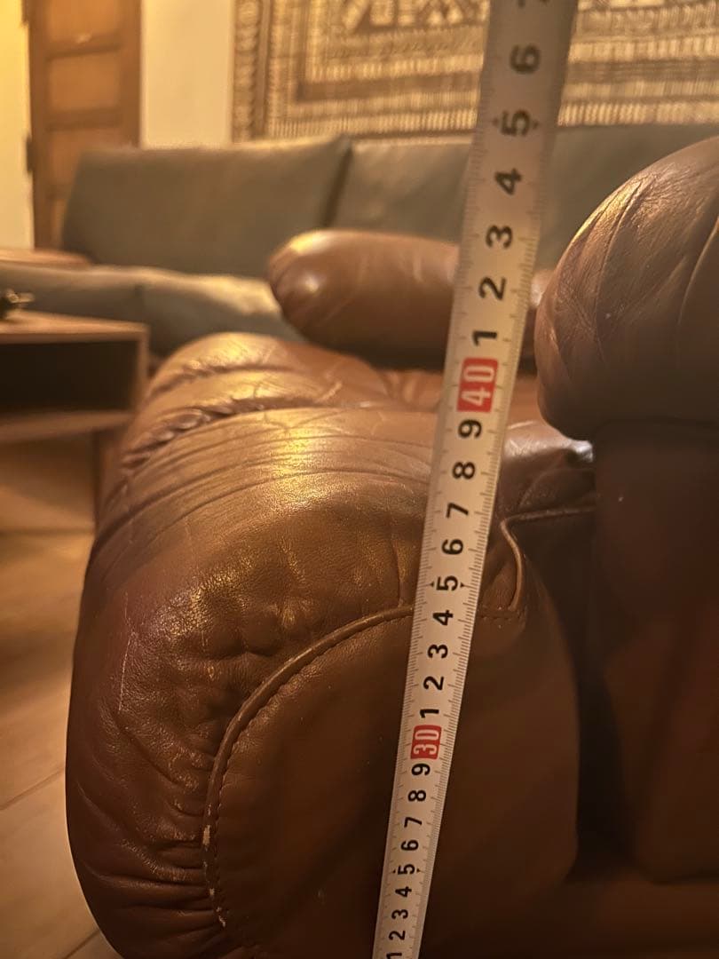 再出品　脅威の座り心地　ブラウン レザー　シングルソファ①