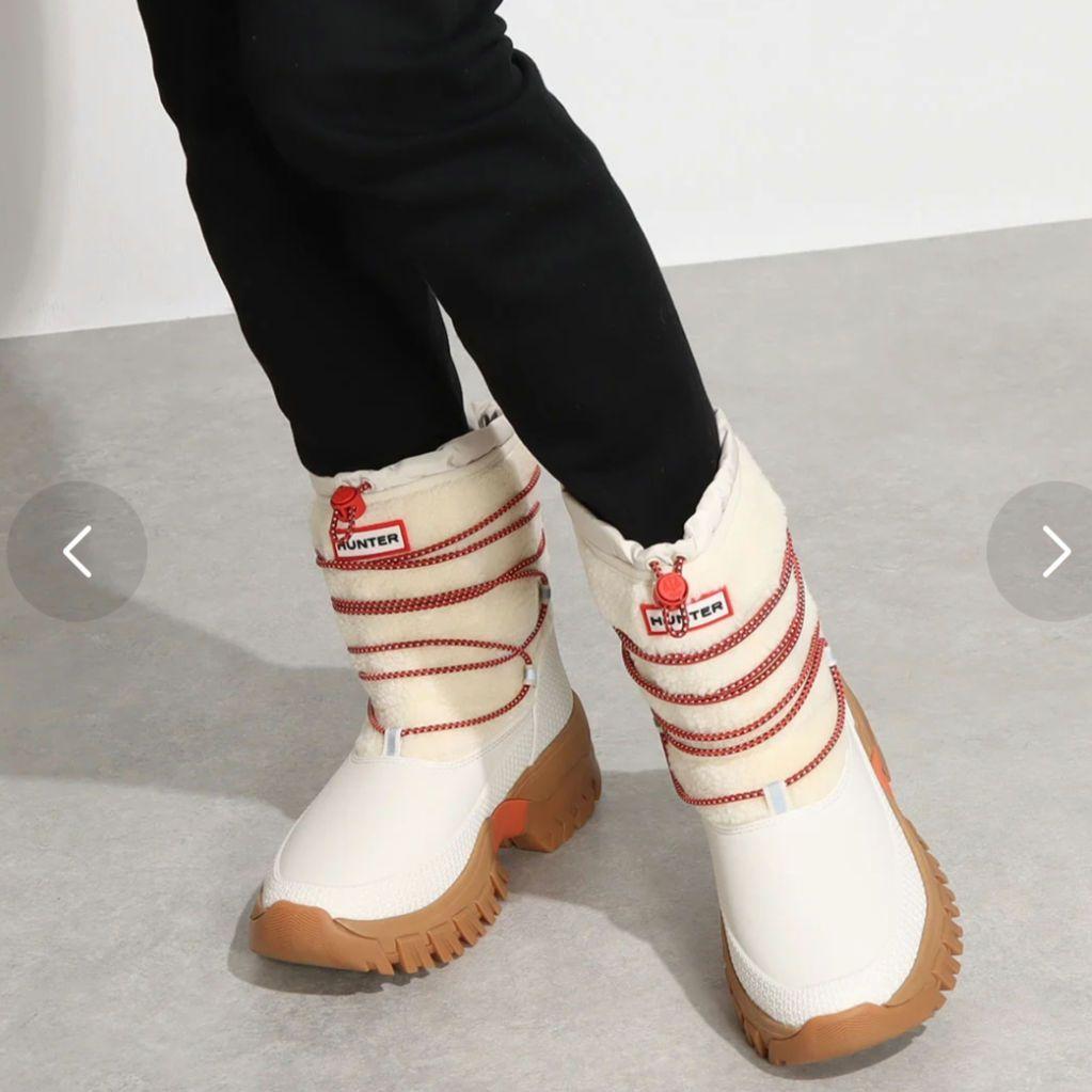 【極美品】HUNTER スノーブーツ ウォータープルーフ オフホワイト UK3