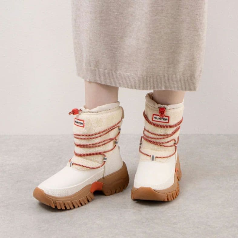 【極美品】HUNTER スノーブーツ ウォータープルーフ オフホワイト UK3