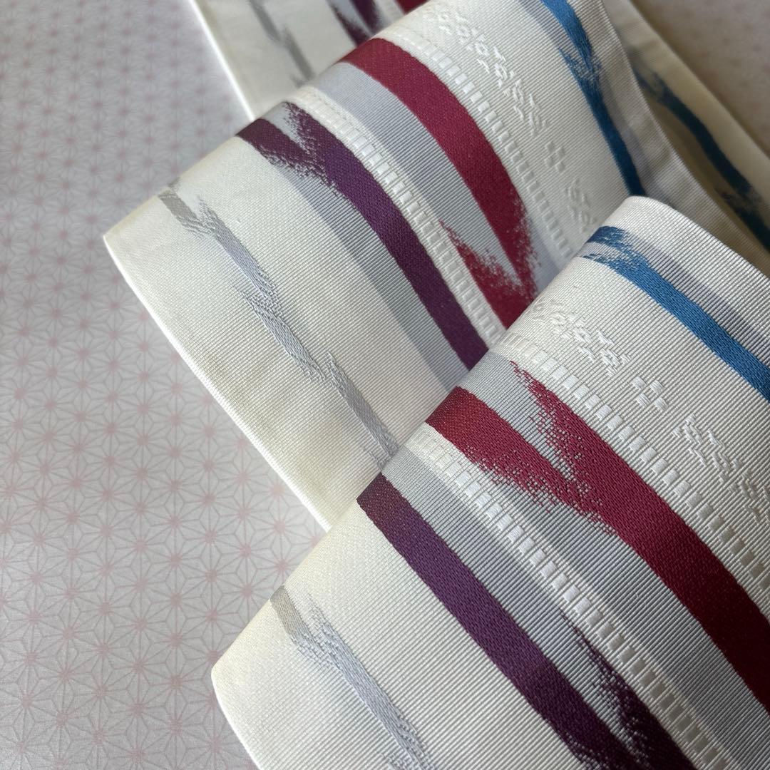 OB78本場筑前博多織小袋帯(半幅帯) 椿 本袋　正絹　新品