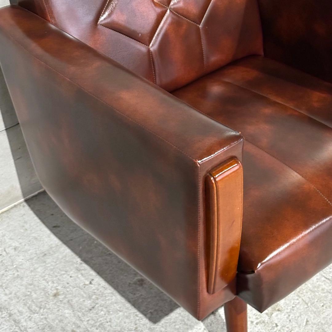 ✦70s✦ ヴィンテージ ソファー ダイヤステッチ レトロ 喫茶店スタイル　合皮