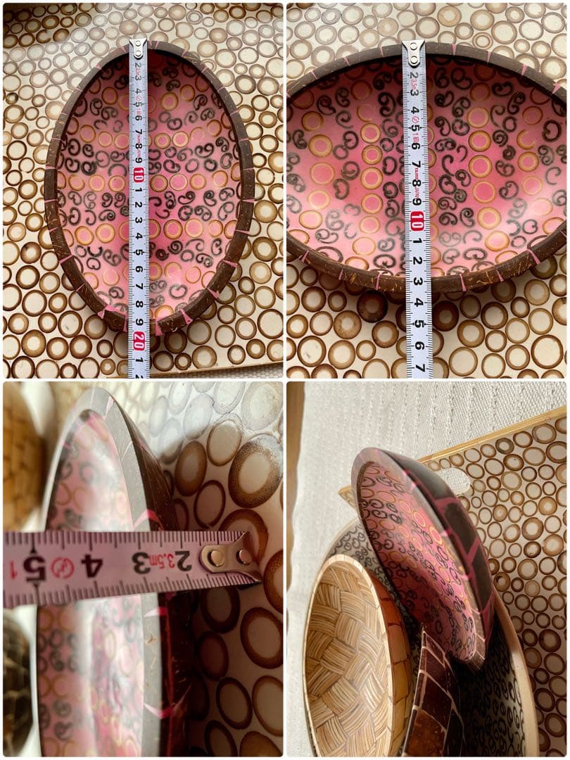 竹製トレイ、木製デコレーションボウル、木の器5点まとめて