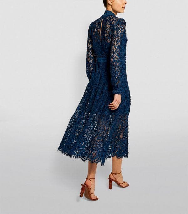 m*i様 セルフポートレイト ワンピース リボン レース 紺 UK8 未使用 B