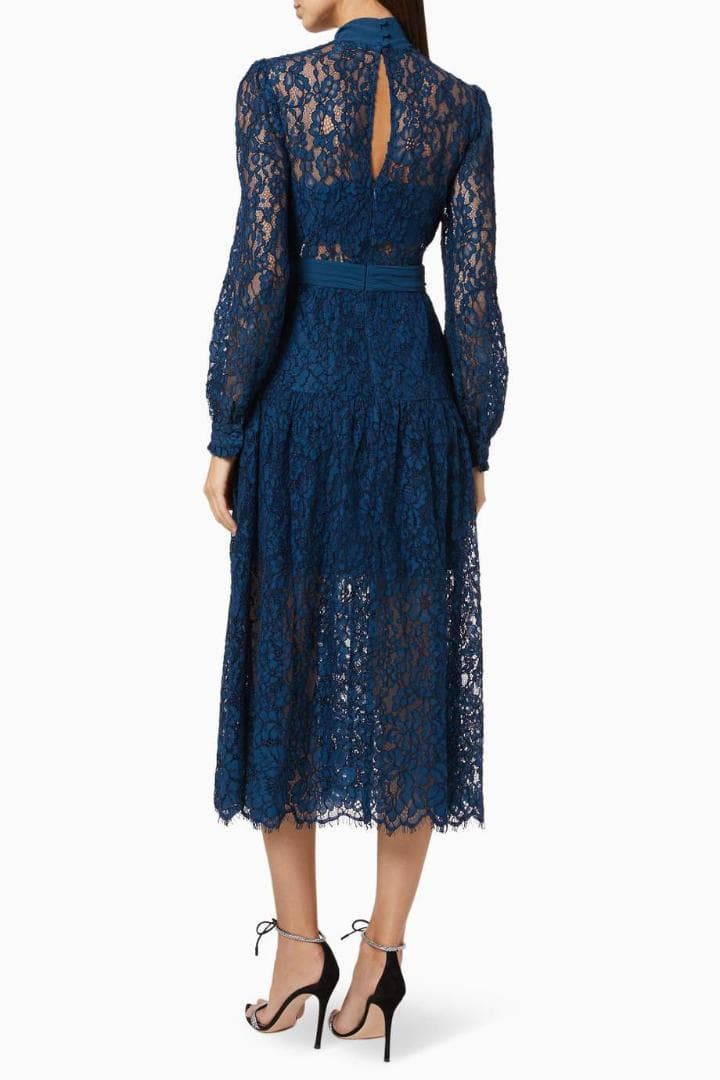 m*i様 セルフポートレイト ワンピース リボン レース 紺 UK8 未使用 B