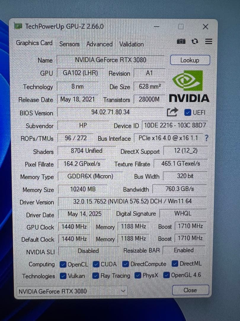 NVIDIA GeForce RTX 3080 グラフィックボード