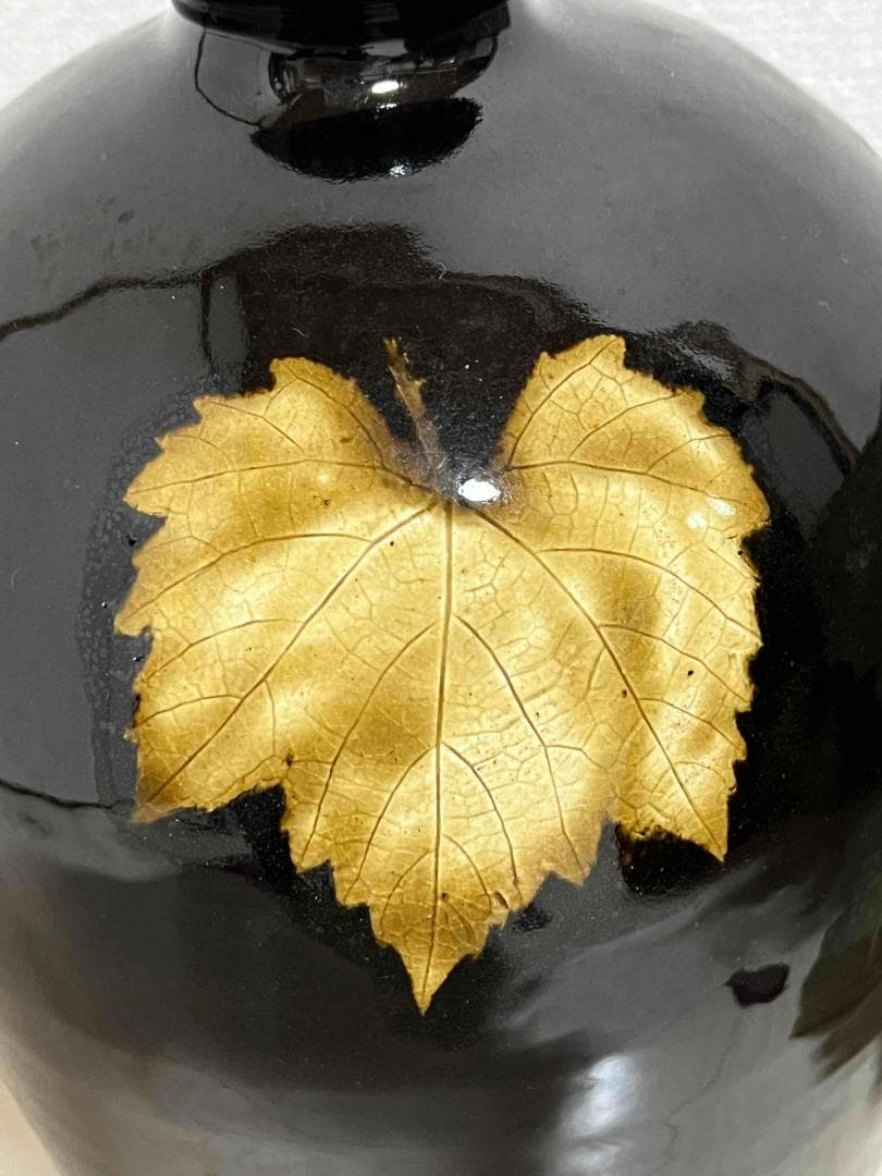 南宋時代　木葉天目大梅瓶 黑釉 吉州窯花瓶 大瓶 唐物　希少貴重(B-73)