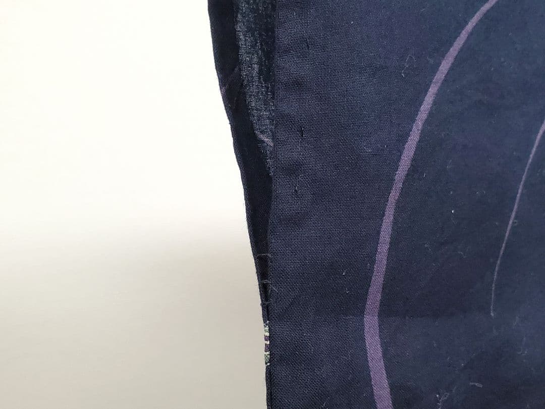 A 浴衣 かえると魚模様 水面 紺色 綿 夏物 着物