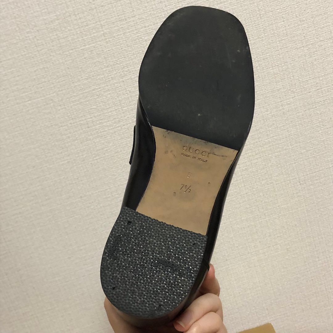 グッチ　GUCCI ホースビット　ローファー　ヒール　ブラック　黒　レザー
