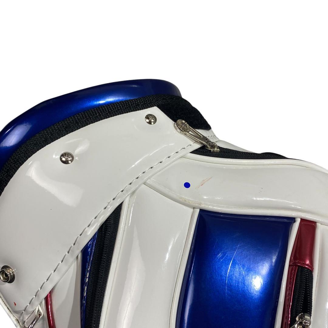 ブリヂストン ゴルフ エナメル キャディバッグ ホワイト ブルー 9型 5分割