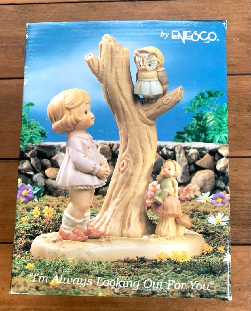 マーベルルーシーアトウェル　陶器人形　女の子とフクロウ、ブーブー　ファンタジー