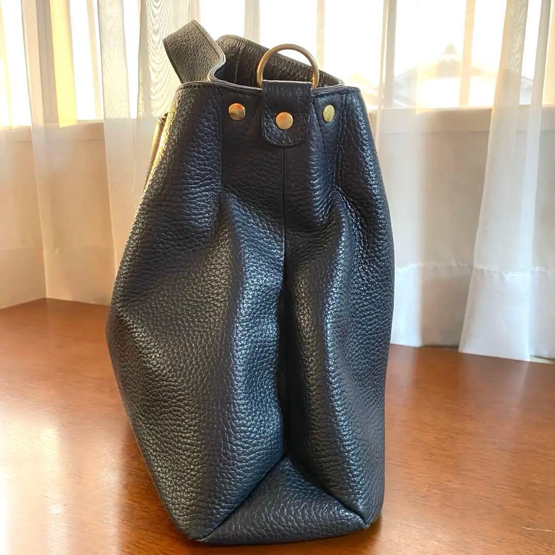 アタオ エルヴィ ショルダーバッグ 2way レザー 黒 シボ A4可能✨美品✨