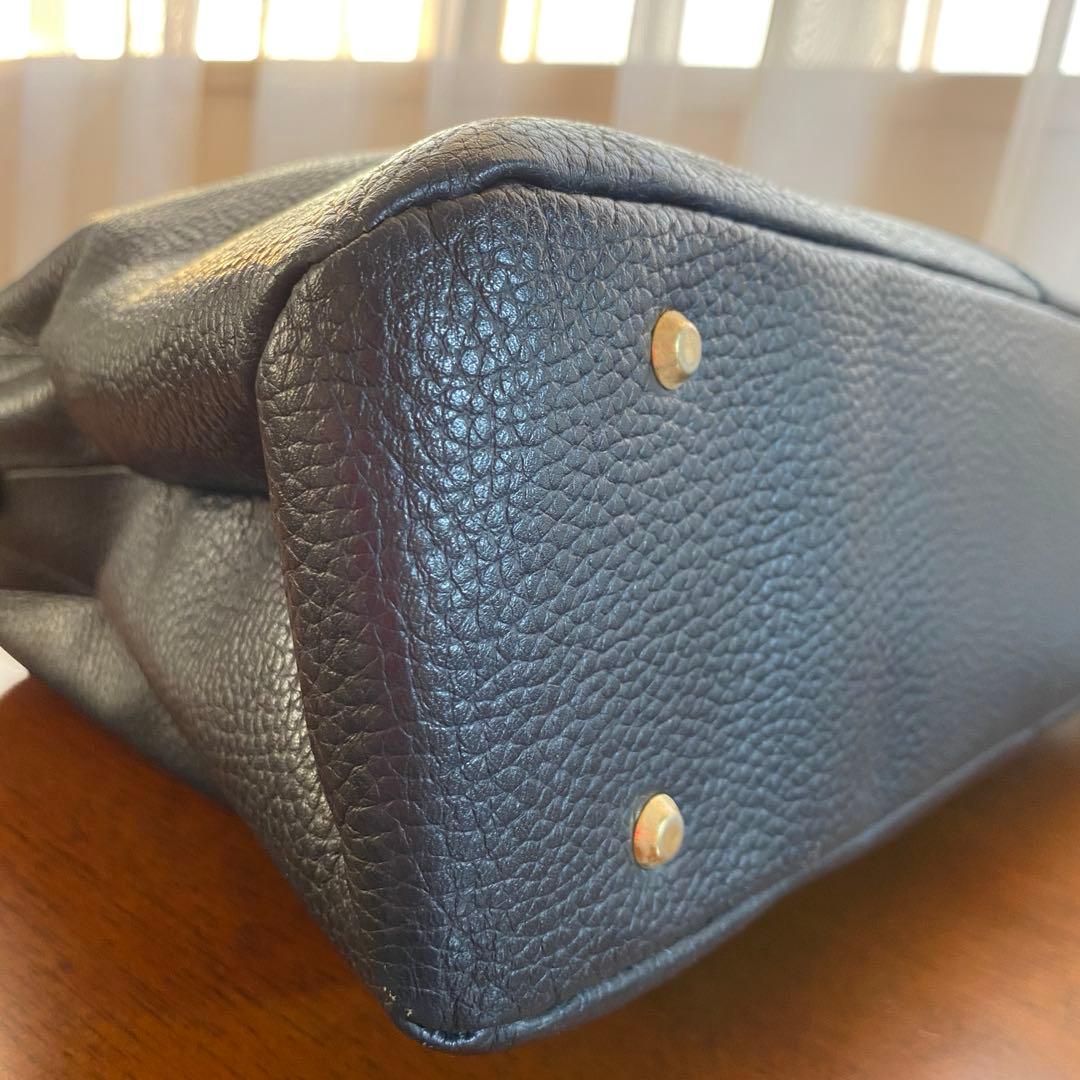 アタオ エルヴィ ショルダーバッグ 2way レザー 黒 シボ A4可能✨美品✨