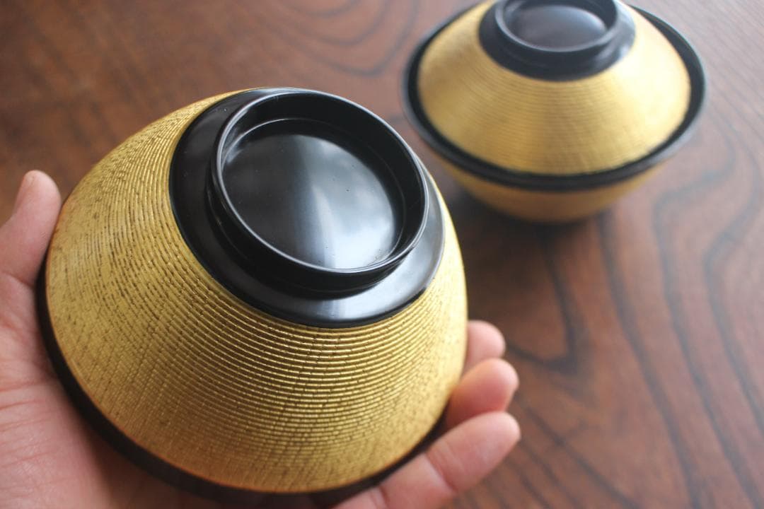 時代逸品！極上金塗糸目の美しいお椀2点（検輪島塗京塗雑煮椀